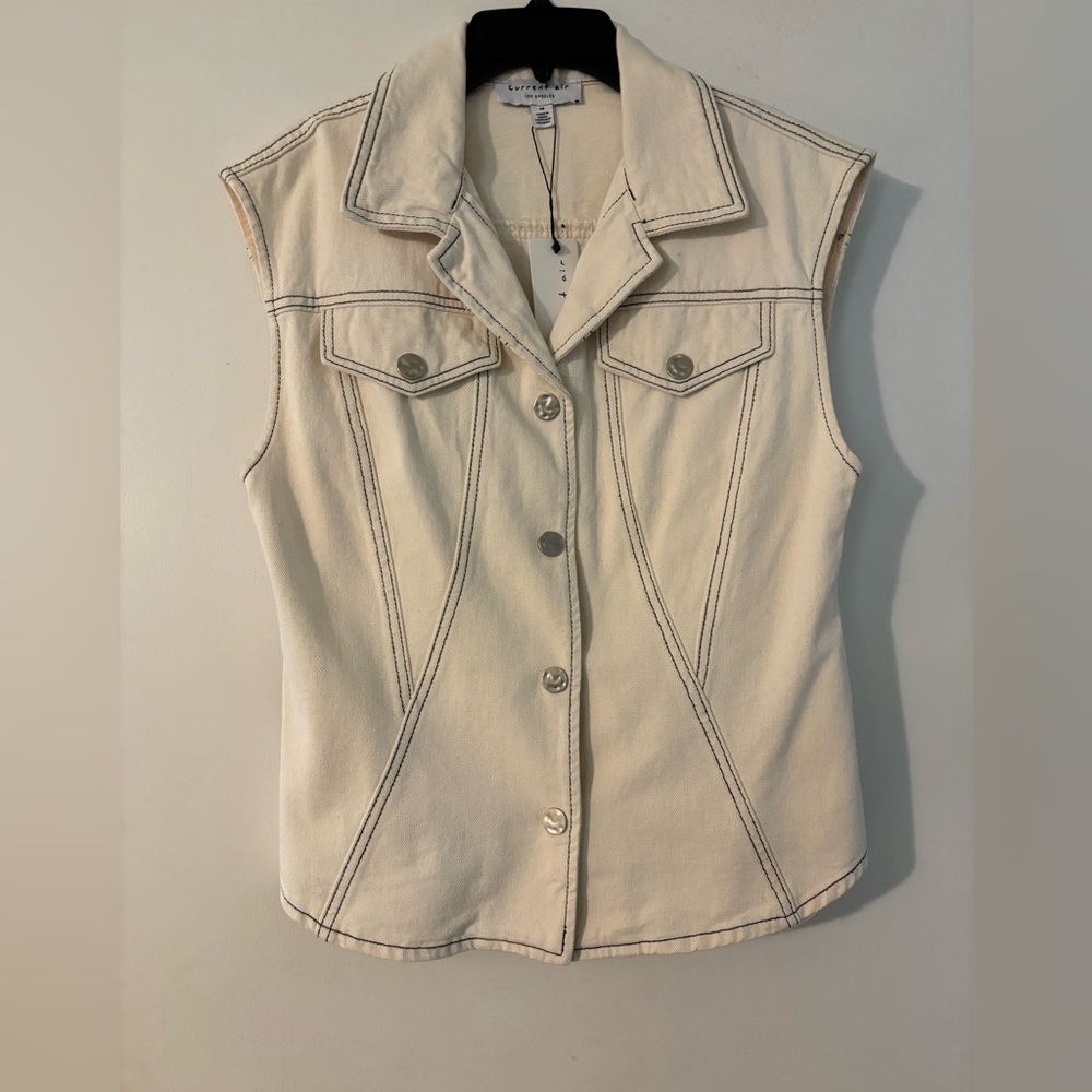 Current Air Cream Button-Up Denim Vest - Brand new